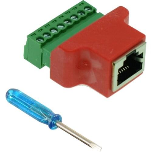 5pcs Color connector RJ45 to Screw Terminal Adaptor RJ45 to terminal block adapter RJ45 Female to 8 Pin connector RJ45 splitter