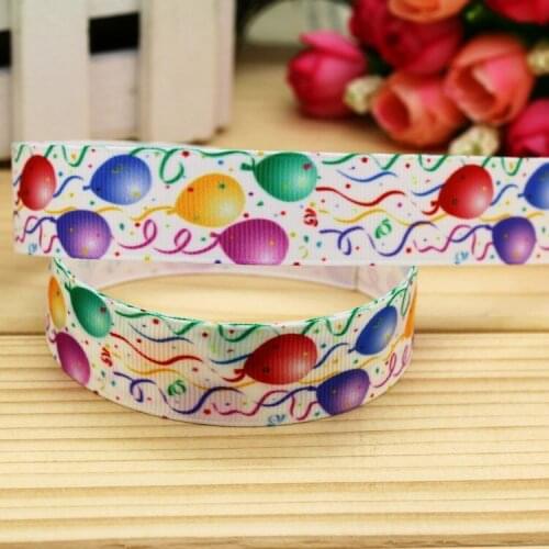 7/8'' Free shipping balloon printed grosgrain ribbon hairbow headwear party decoration diy wholesale OEM 22mm P5807