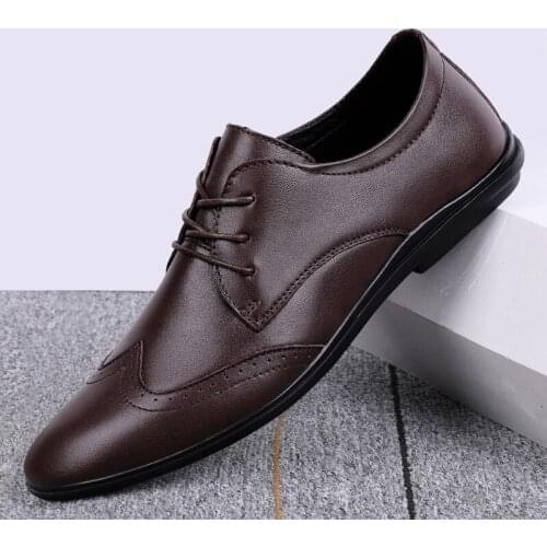 37-45 for Men Shoes Business Wedding Formal Dress Man High Quality Genuine Leather Drive Comfy Classic Casual Boat Shoes Men