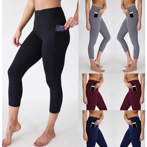 High waist yoga Ankle-length pants Pocket tight-fitting fitness pants Women Workout Tights yoga Leggings Training Pants Female