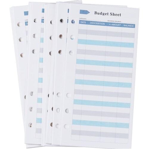 6 holes binder Budget Sheets Notebook Envelope Inner Paper 60pcs Budget Card For Binder Organizer Notebook