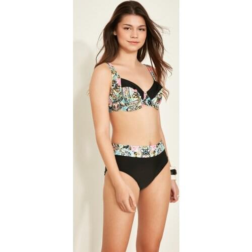 C & City Toparlıyıcı High Waist Bikini Suit 3097 Black