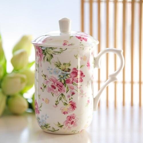Tea Mugs With Lid Ceramic Breakfast Milk Coffee Drinkware Cup Kitchen Utensils Wedding Gifts Bone China Material Nordic Style