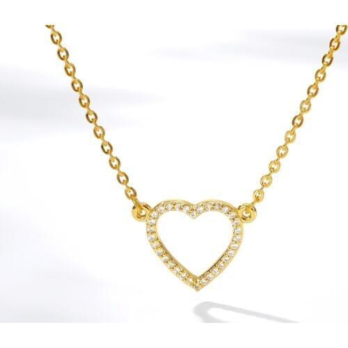 Zircon Heart Necklaces For Women Girls Lover Rose Gold Silver Color Stainless Steel Neck Chain Female Pendant Necklace Jewelry