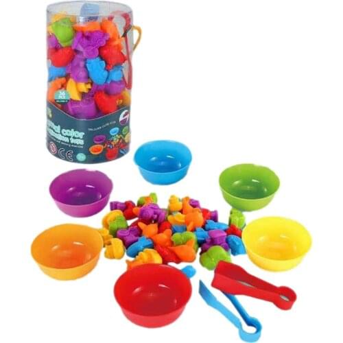 Kid Rainbow Matching Game Animal Cognition Color Toys With Stacking Cups Montessori Color Sorting Matching Game Toy