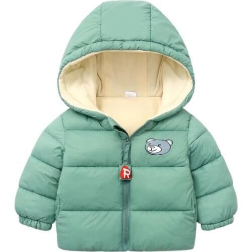 Childrens Winter Cartoon Print Hooded Warm Down Jacket Boys And Girls General Fashion Casual 1-5 Years Old