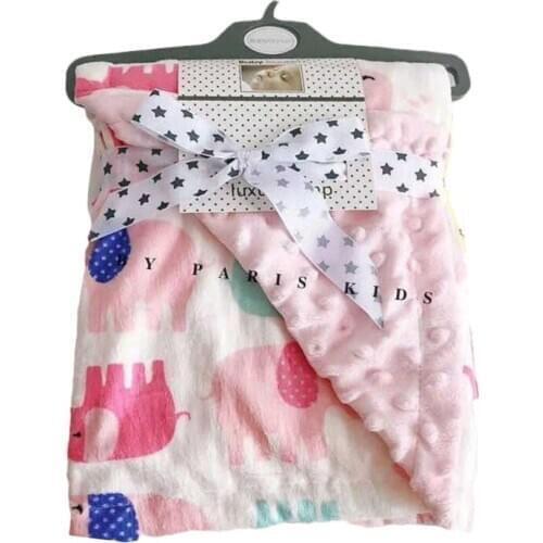 Baby Swaddle Blanket Newborn Soft Fleece Bubble Dot Cover Blanket Kids & Children 2 Layers Flamingos Winter Bedding 75*120 CM