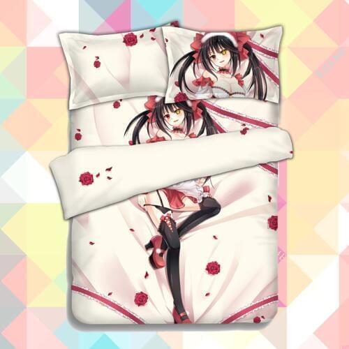 Anime Cartoon Date A Live Tokisaki Kurumi Quilt Cover Soft Printed Bedding Set With Pillow Cases Bed Sheet Duvet Cover CP151206