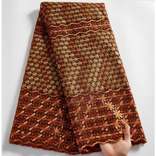 SJD LACE Brown Swiss Austria Cotton Voile Fabric 2021 New Embroidery Sweing Lace Fabrics 5 Yards Dresses For Women Wedding A2516