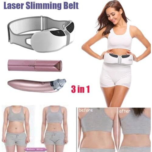LASTEK Laser Therapy Device Kit Lose Weight Body Shaping Slimming Belt + Face Roller Massager + Blackhead/Acne/Fat/Dirt Removal