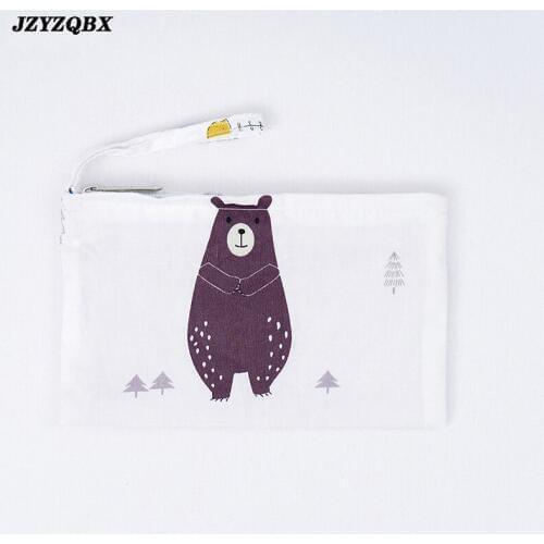 Mini Cute Little Black Bear Simple Life Purse Creative Cute Small Fresh Small Broken Flower Zero Wallet Portable Canvas Bag