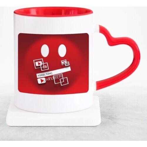 Personalized Professional Youtuber Red Heart Mug Cup-2
