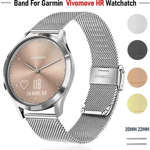 20/22mm Milanese Strap for Garmin Vivomove HR Watch Stainless Steel Watch Wrist Band Metal Bracelet for Garmin Watch Accessories