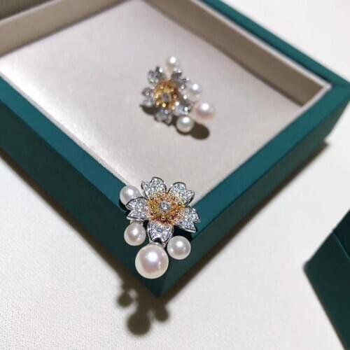 S925 silvern Cultured freshwater AKOYA Pearls Stud-Earrings,Handpicked real pearls women Earring for Jewelry Accessories gift