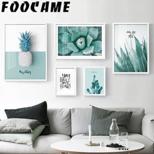Nordic Modern Green Plant Pineapple Cactus Succulent Picture Posters and Prints Canvas Painting Wall Art Living Room Decoration