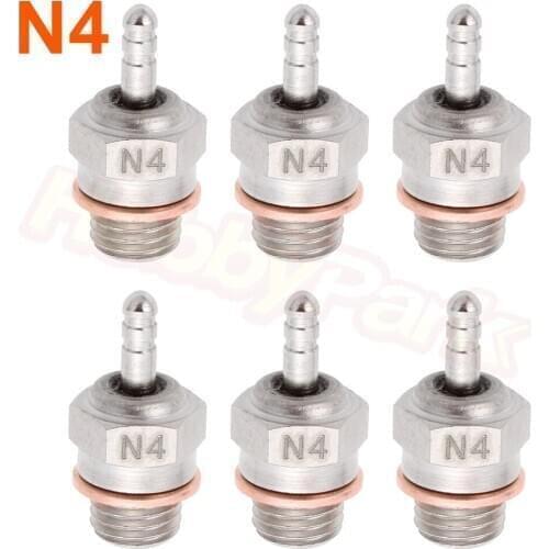 6pcs Spark Glow Plugs N4 Engine Parts Replacement of OS #8 For RC Nitro Car Fit Traxxas Redcat HSP 70117