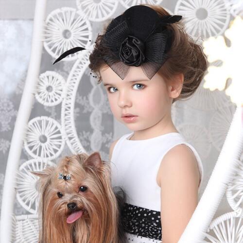 Wedding Hats for Brides Fascinator Hair Hairbands Vintage Sweet Party Flower Feather Hair Accessories for Children and Adult