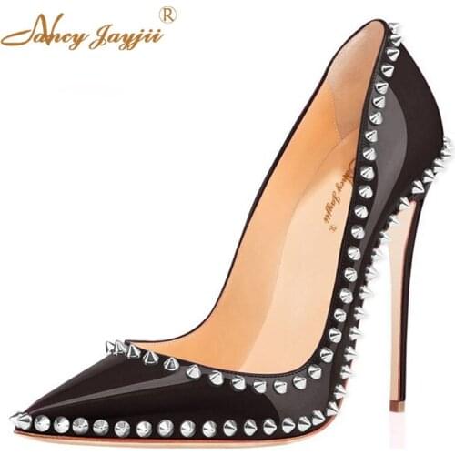 Studded Rock Punk High Heels Stilettos Rivets Evening Party Pumps Romyed Fetish Shoes Large Size 3 13 14 Luxury12cm Nancyjayjii