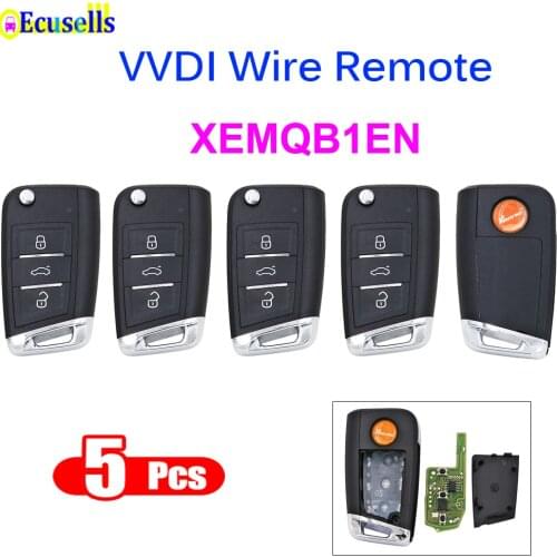 5pcs/lot Xhorse Wire Universal Remote Key XKMQB1EN 3 Buttons for VVDI Key Tool /VVDI2 English Version for VW Skoda MQB