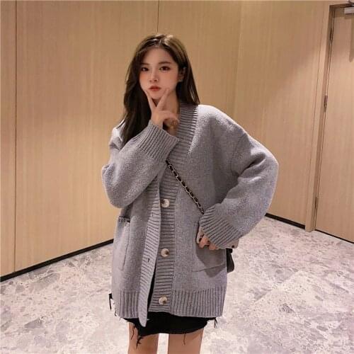 Make firm offers easy long lazy the wind knitting cardigan outside frock autumn han edition sweater coat