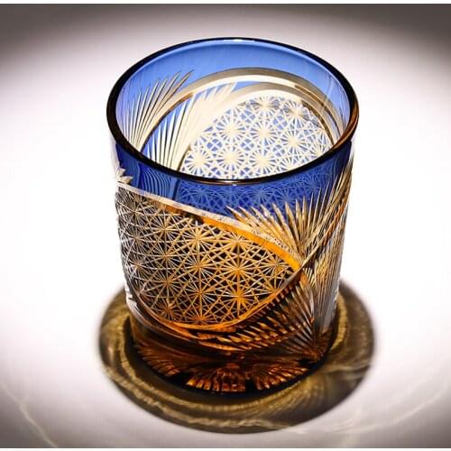 Japanese Kiriko Hand Cut Glass Cup Whisky Cup Rocks Glasses Tumbler Bohemian Czech Style Drinkware With Gisft Box