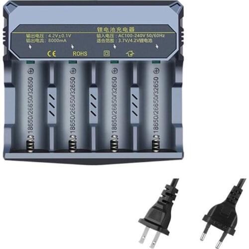 Lithium Battery Fast Charging Dock 8A Battery Charger for 32650/26650/18650 Cell Rechargeable Batteries Charging Dock 4 Slots