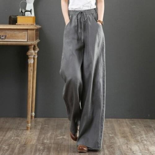 Harajuku Retro Women Pants Solid Color Elastic Waist Loose Wide Leg Pants Fashion Streetwear Grunge Dark Casual Pants Female