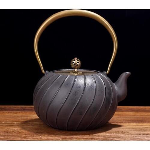 1.2 L Decorative Tea Kettle Cast Iron Teapot Tabletop Ornament Adornment Iron Teapot Kitchen Supplies