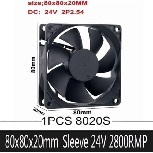 1PCS Gdstime 80mm*20mm DC 24V 2Pin 80x80x20mm 8cm for Computer Case Cooler Radiator CPU Cooling Fan