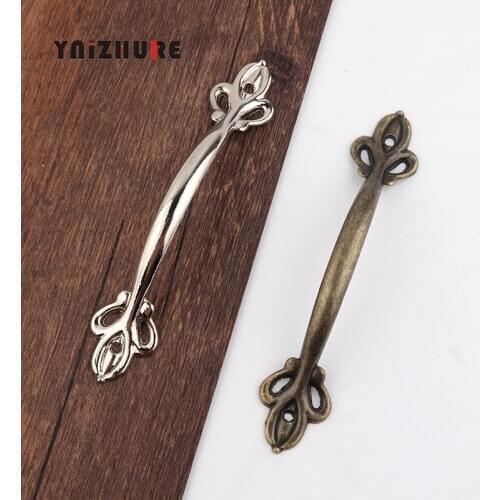 1PCS Retro Bronze Silver Alloy Kitchen Drawer Cabinet Door Handle Furniture Knobs Hardware Cupboard Antique Pull Handles