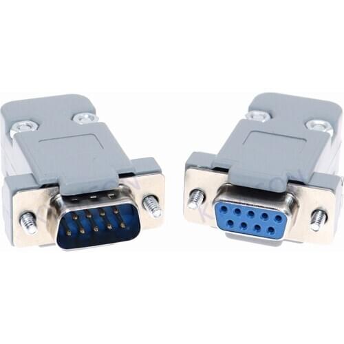10sets DB9 connector 2 Row hole/pin female Male plug port socket adapter D Sub DP9 with shell Cove