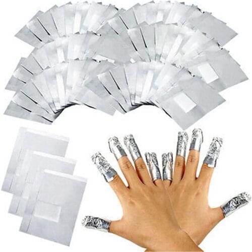 100pcs/set Aluminium Foil Acrylic Nail Art Soak Off Cap Clip UV Gel Polish Remover Wrap Tools DIY Beauty Nail Care Tools