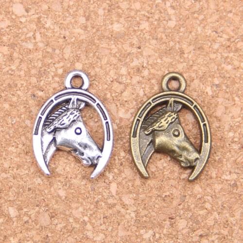 14pcs Charms horse head in horseshoe 21x15mm Antique Pendants,Vintage Tibetan Silver Jewelry,DIY for bracelet necklace