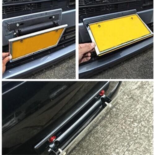 1x 320mm Universal Carbon Fiber Front Bumper License Plate Frame Holder Mount Bracket
