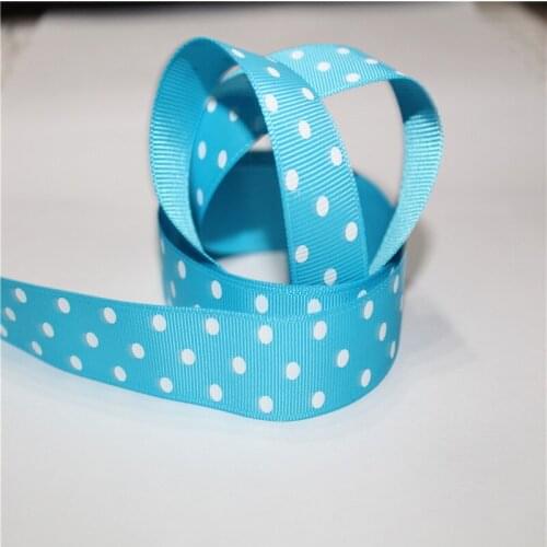 22mm width Polyester turquoise white Dots spot grosgrain ribbon gift Ribbons Accessories DR340