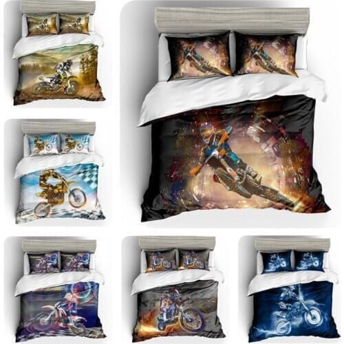 3d Mountain Motorcycle Pirnted Comforter Bedding Set King Bed Cover Quilt Duvet Extreme Sports Home Textile