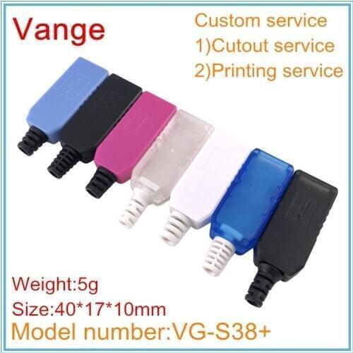 5pcs/lot molding case IP54 ABS plastic injection box for usb charge with rubber wire protector 40*17*10mm