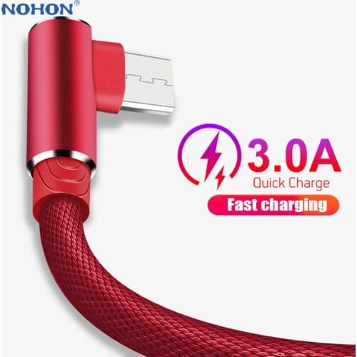 90 Degree Micro USB Cable Cord Charger Data Wire For Samsung A10S Huawei Honor 10i 20i Redmi Mobile Phone Fast Charging 1m 2m 3m