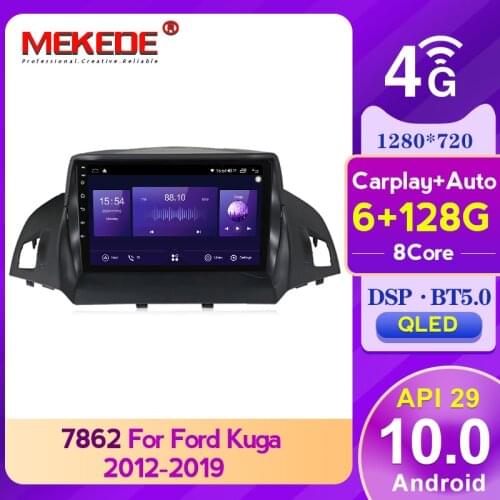 6GB+128GB Octa Core QLED 1280*720 Android 10.0 Car Radio Navigation GPS Player For Ford Kuga 2 Escape 3 2012 - 2019 No 2 Din DVD