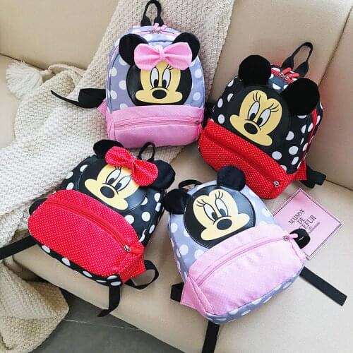 Disney Mickey mouse Childrens School Bag Kindergarten Boy Girl Baby Backpack Minnie Cute Plush Bag Anime Backpack Kids Gifts