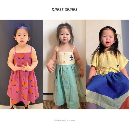 Kids Girls Dress Bobo 2021 Summer Cute Cartoon Printed Short-sleeved Kids Dresses Girl Birthday Princess Dress Children Clothing