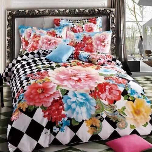 Home Textile married 100% cotton duvet covers 100% active slanting cotton stripe print bed sheets bedding set rose