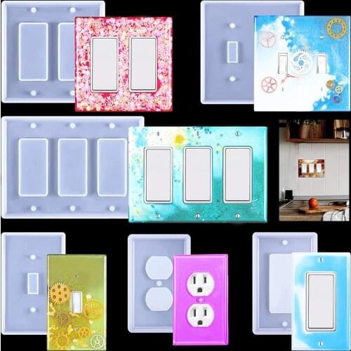 Light Switch Cover Resin Molds Socket Plate Silicone Molds For Decorative Wall Plate Moulds Single Hole DIY Socket Home Decor