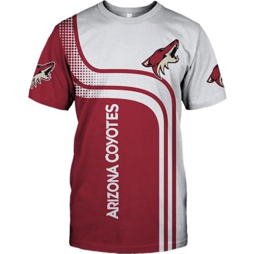 Summer Casual Tops Arizona Mens fashion red white stitching curve fox print Coyotes T-shirts