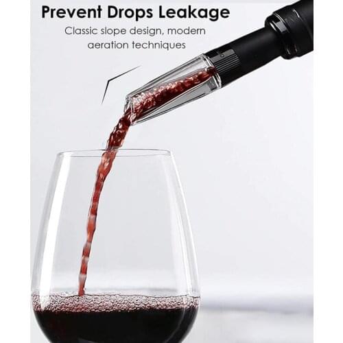Wine Decanter Red Wine Aerating Pourer Spout Decanter Wine Aerator Quick Aerating Pouring Tool Pump Portable Filter