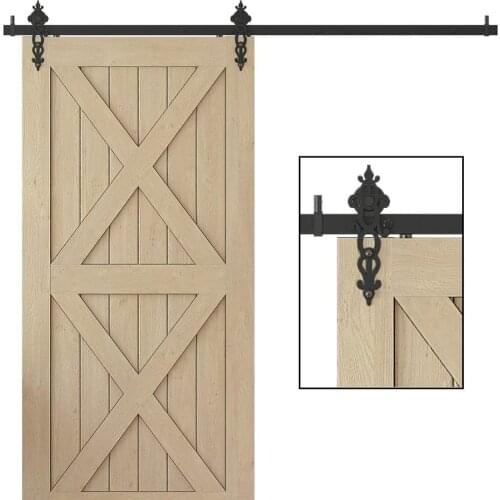 JACHOR 4-16FT Flower Shape Sliding Barn Door Hardware Kit Top Mounter Hanger System Door Sliding Track Set for Single Door