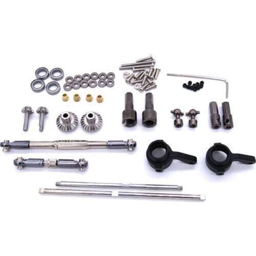 ​ Axle Set Metal Steering Links Rod Gear Bridge for 1/16 WPL C14/C24 JJRC B14/B24 RC Car Trunk Upgrade Parts