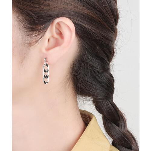 LIVVY Silver Color Korea Exaggerated Chain Earring For Woman Retro Punk Dangle Earrings Temperament New Fashion Jewelry Gift