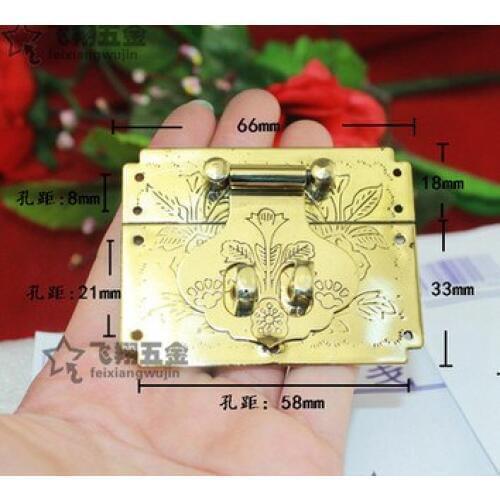 Hardware accessories 66mm*51mm brass buckle lock card box packing buckle copper lock hasps