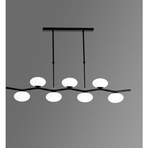 Nordic Black Wave Metal G4 Led Pendant LightOval Glass Shades Pendant Lamp For Dining Room Adjustable Rod Hanging Lamp Fixtures